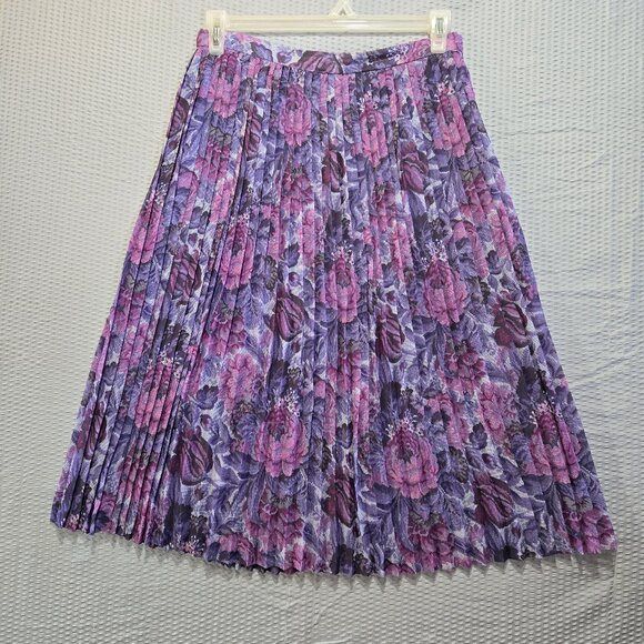 Vintage Brownstone Studio Made in USA Union Label Pleated Floral Accordion Skirt - Picture 1 of 7